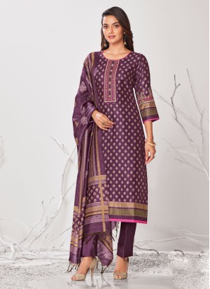 Shagufta Purple Silk Salwar Kameez