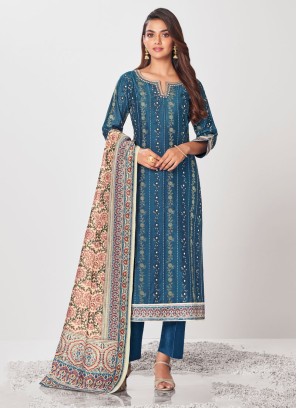 Shagufta Rama Blue Pant Style Salwar Suit