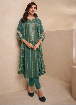 Shagufta Rama Green Color Pant Style Salwar Suit.