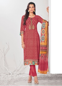Shagufta Rust Silk Pant Style Salwar Kameez