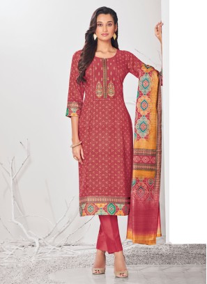 Shagufta Rust Silk Pant Style Salwar Kameez