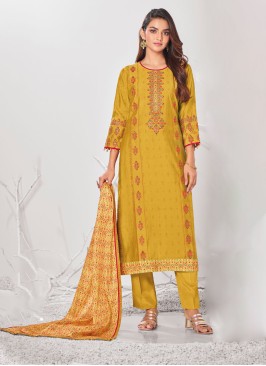 Shagufta Yellow Salwar Kameez In Silk Fabric