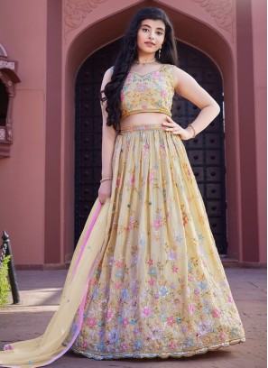 Shimmer in Light Yellow Lehenga Choli