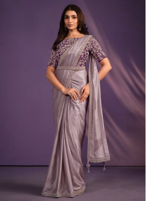 Shimmer Traditional Wear Light Lilac Color Saree