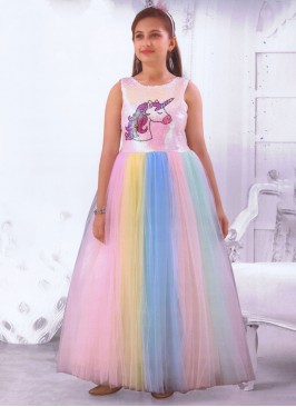 Shimmering Multi Color Party Wear Gown