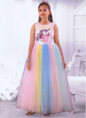 Shimmering Multi Color Party Wear Gown