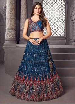 Silk Blue Designer Lehenga Choli