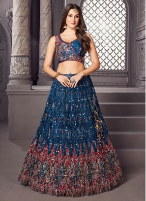 Silk Blue Designer Lehenga Choli