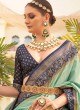 Sea Green & Blue Patola Printed Silk Saree