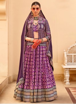 Stunning Purple Lehenga Choli Set With Embroidered Jacket
