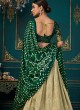 Cream And Green Khatli Work Dola Silk Lehenga Choli