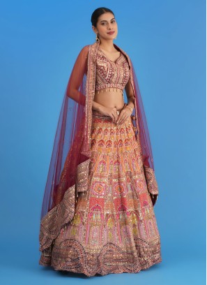 Indian Bridal Grey Lehenga Choli With Thread Embroidered Wor