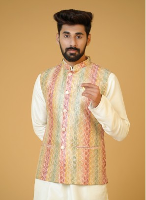 Silk Multi Mens Wear Nehru Jacket