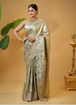 Silver Zardosi Embroidered Kanjivaram Silk Saree