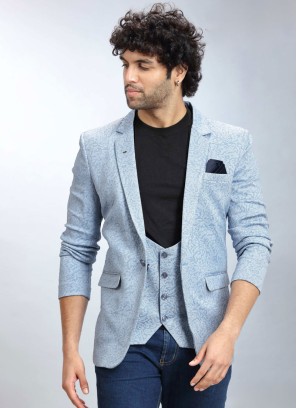 Sky Blue Color Blazer In Imported Fabric