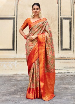 Multi Color Weaving Silk Festive Saree