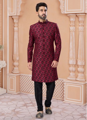 Stunning Maroon Embroidered Indowestern Set