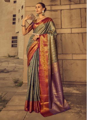 Stunning Silk Wedding Wear Contemporary Saree