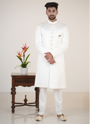 Stunning White Indowestern Set For Men