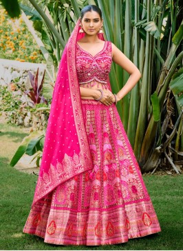 Exclusive Deep Pink Silk Wedding Lehenga Choli