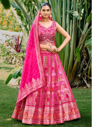 Exclusive Deep Pink Silk Wedding Lehenga Choli