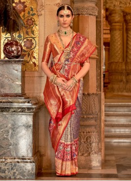 Teal Blue Weaving Banarasi Silk Contemporary Style Saree