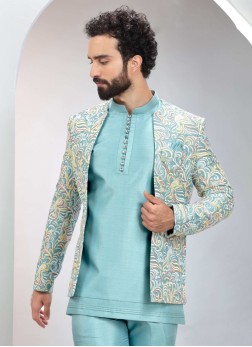 Thread Embroidered Jacket Style Indowestern For Me