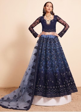 Thread Work Net Trendy Lehenga Choli In Blue