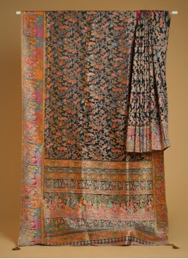 Traditional Black Pashmina Silk Saree