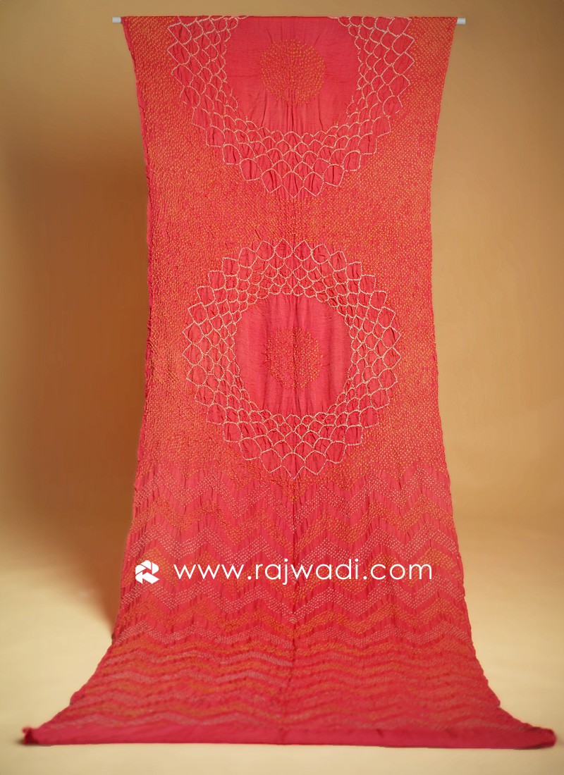 Traditional Orange Gajji Silk Bandhani Saree