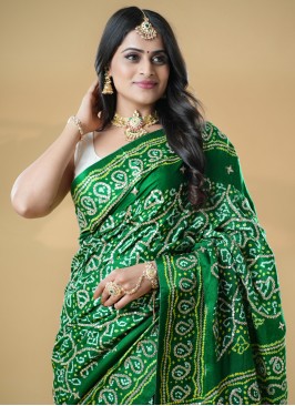 Traditional Wear Gajji Silk Green Saree