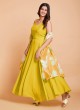 Yellow Georgette Anarkali Dress With Floral Dupatta