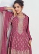 Dusty Rose Pink Embroidered Palazzo Set
