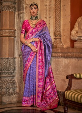 Trendy Weaving Purple Banarasi Silk Designer Saree