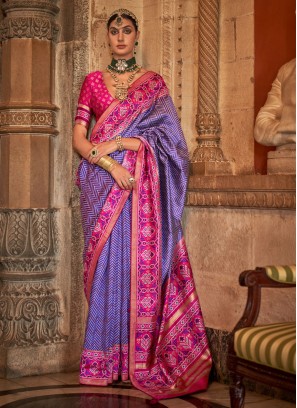 Trendy Weaving Purple Banarasi Silk Designer Saree