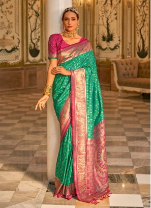 Trendy Weaving Work Banarasi Silk Designer Saree