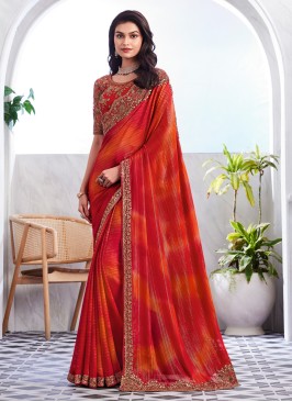 Two Tone Festive Saree With Sequins Work