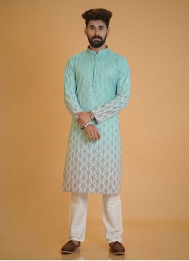 Two Tone Readymade Silk Floral Printed Kurta Pajama