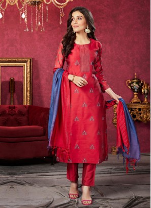 Ultimate Red Pant-Style Salwar Suit For A Stylish Statement