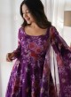 Purple Floral Printed Anarkali Suit With Dupatta