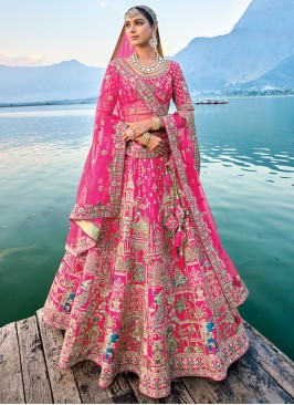 Elegant Rani Silk Embroidered Bridal Lehenga Choli