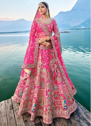 Elegant Rani Silk Embroidered Bridal Lehenga Choli