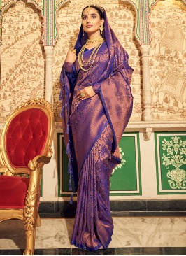 Violet Color Silk Festive Saree