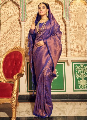Violet Color Silk Festive Saree