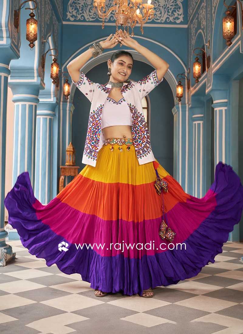 Viscose rayon Jacket Style Lehenga Choli Set for Garba Night