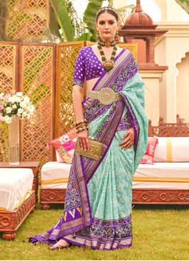 Lavender Silk Sequins Embellished Wedding Saree