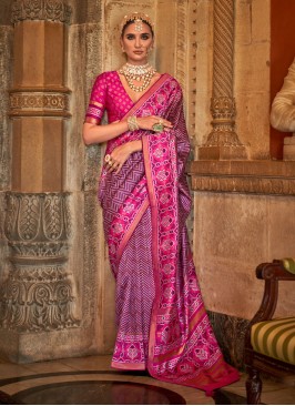 Purple Weaving Classic Saree In Banarasi Silk