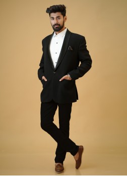 Wedding Wear Black Suit Set In Imported Fabric
