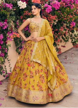 Wedding Wear Floral Print Lehenga Choli With Dupat