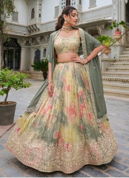 Wedding Wear Multicolor Chiffon Lehenga Choli